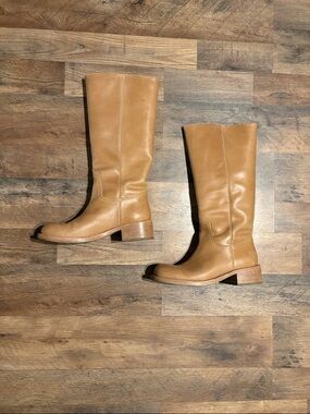 Steve Madden Riggs Tan Knee-High Leather Riding Boots